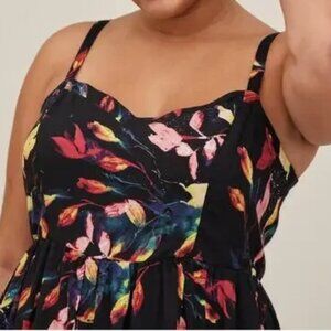 TORRID TROPICAL LEAF PRINT CHALLIS LONG DRESS Plus Size: 2
